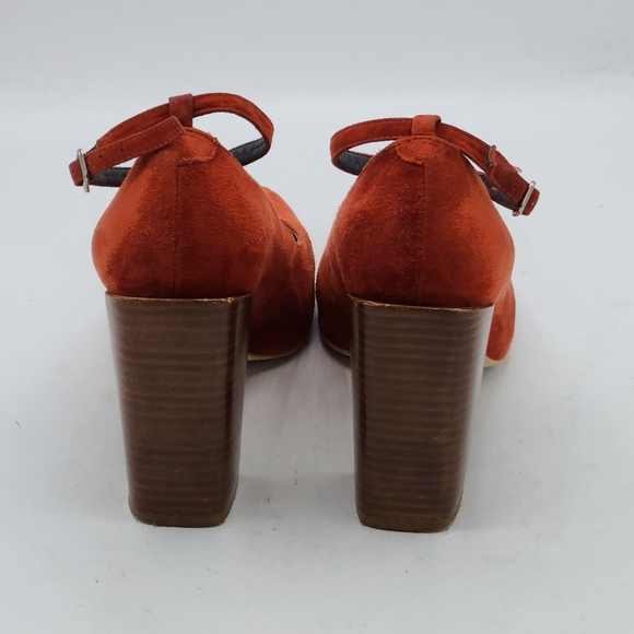 Jeffrey Campbell Leather Suede Mary Jane Block Heels In Rust Size 8.5 - Picture 7 of 15
